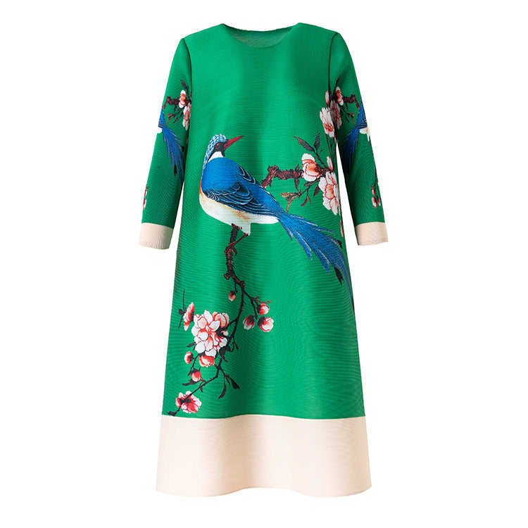 Robe ample parfumée à impression numérique, chuchotement d'oiseaux et fleurs