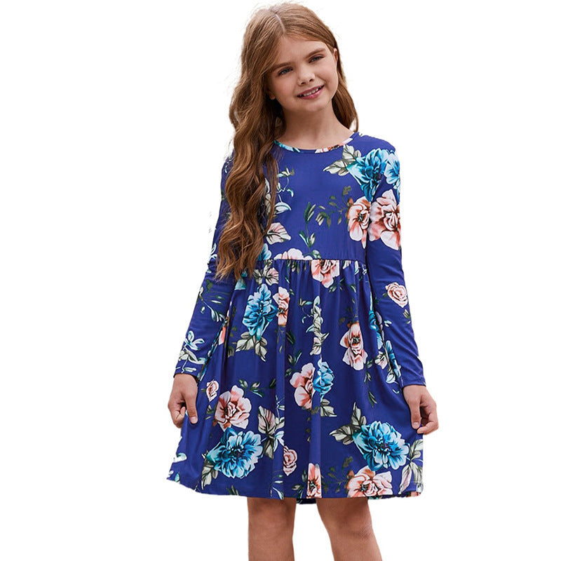 Shiying – robe courte pour filles européennes et américaines, nouvelle collection automne et hiver, manches longues, imprimé Floral, ample, courte