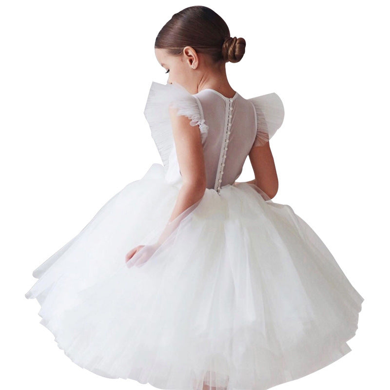 Fashion Children's Linen Solid Color Puffy Skirt