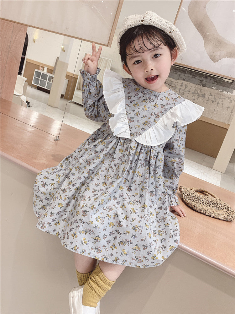 Children's floral long-sleeved princess dress