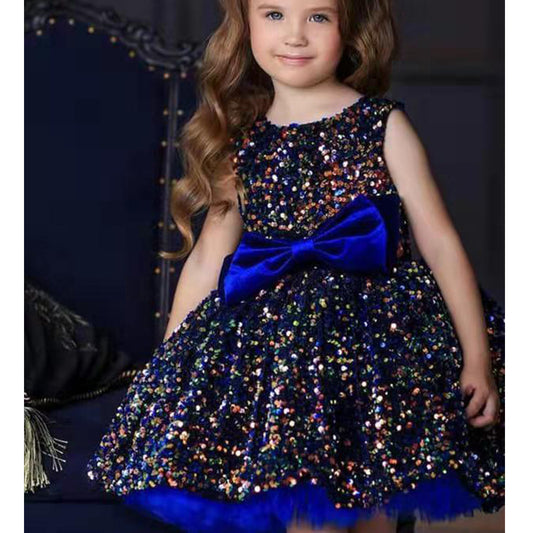 Robe de princesse européenne et américaine pour filles, robe à paillettes