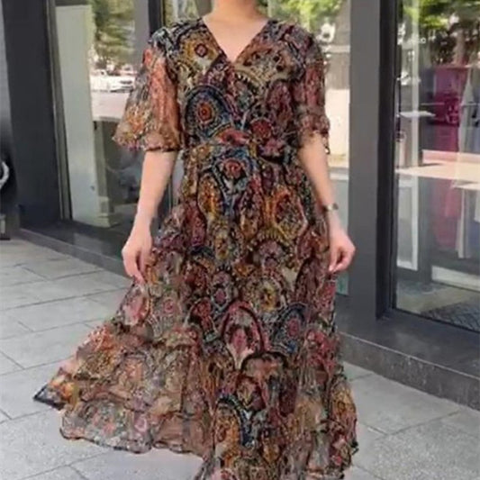 Vestido casual de gasa floral para mujer