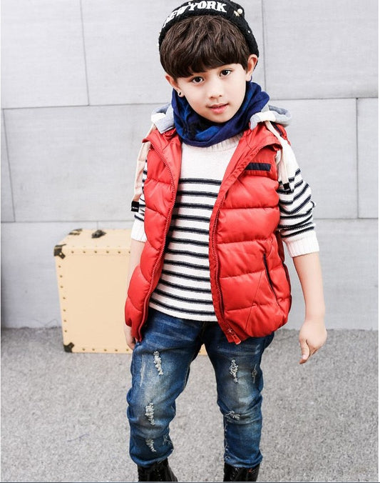 Children's Solid Color Sleeveless Padded Cotton Vest