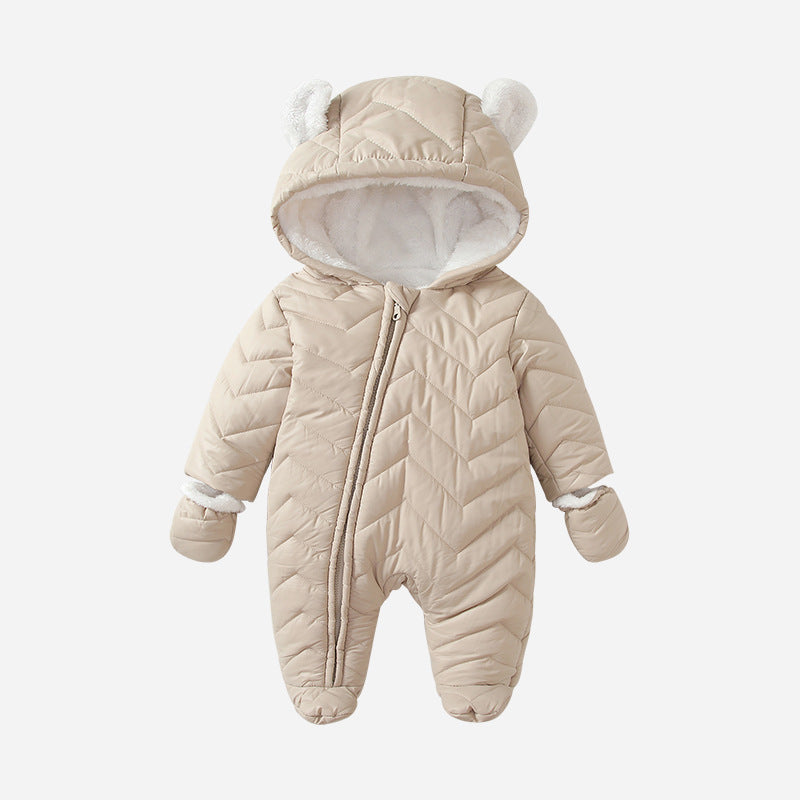 Manteau en coton pour bébé, combinaison coupe-vent matelassée doublée de polaire