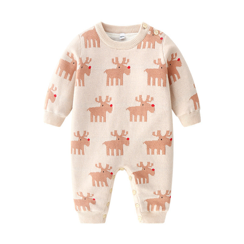 Cute apricot deer plus velvet romper