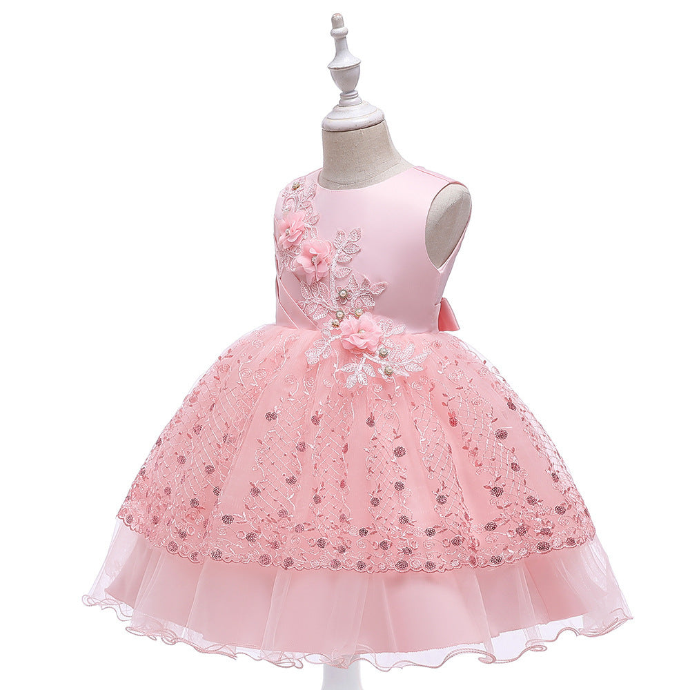 Children's Beaded Mesh Lace Tutu Skirt