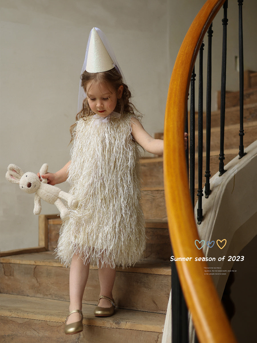 Jupe gilet à franges pour filles, robe de princesse d'anniversaire pour enfants