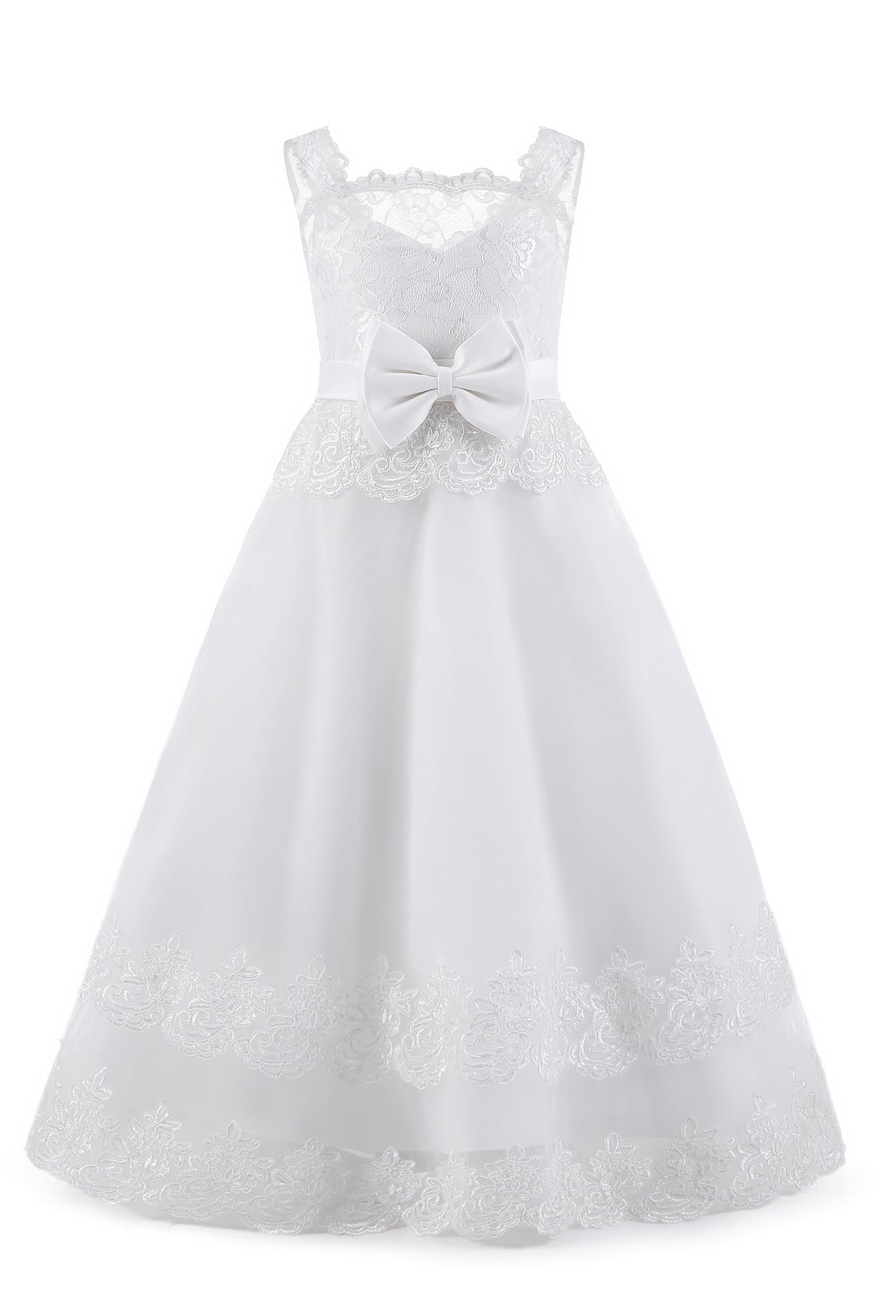 Vestido tutú de niña de flores de princesa de moda blanca