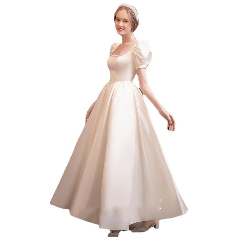 Women's Graceful And Fashionable French Satin Light Wedding Dress