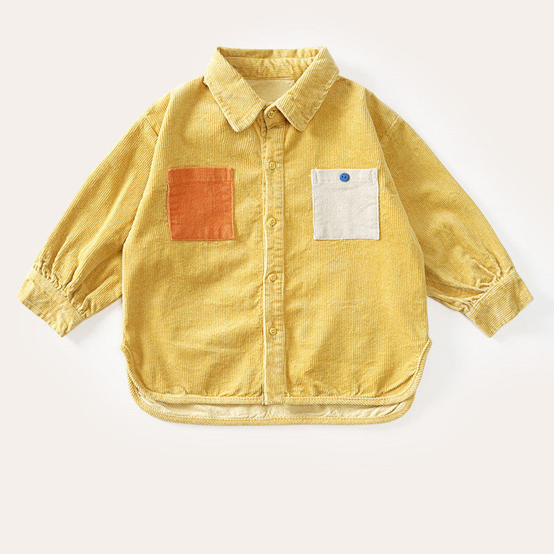 Children's Corduroy Shirt Spring And Autumn New Style Cotton Blouse Girl Foreign Style Shirt Jacket