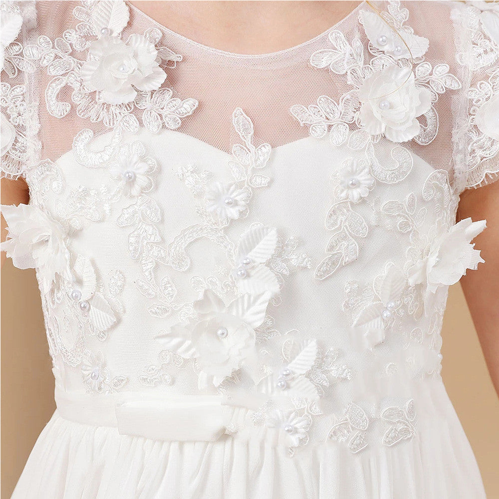 Robe pour enfants dames fleur blanche mariage fille