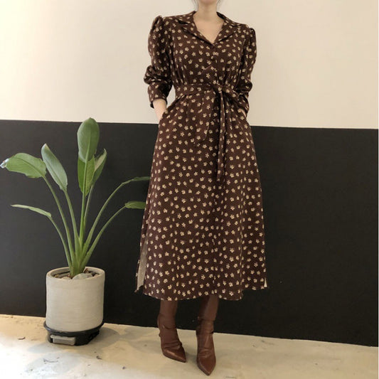 Temperament Base V-neck Floral Dress