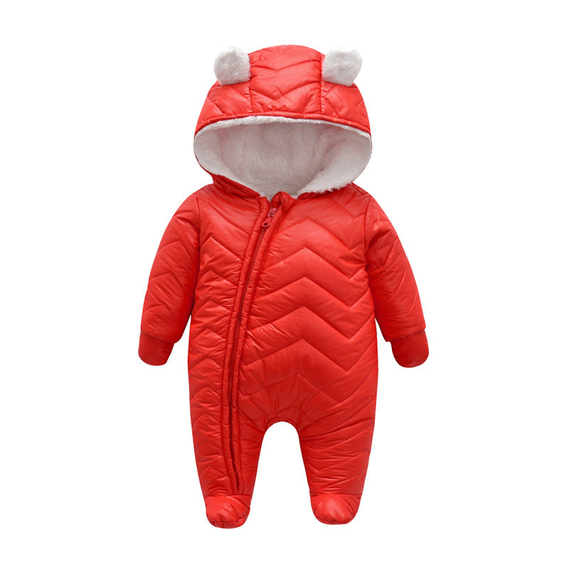 Baby Cotton Coat Quilted Fleece-lined Windproof Jumpsuit