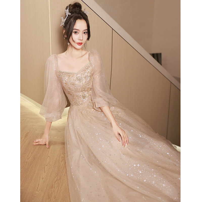 Elegant Off-shoulder Bridesmaid Dress Special Interest Light Luxury High-end Host