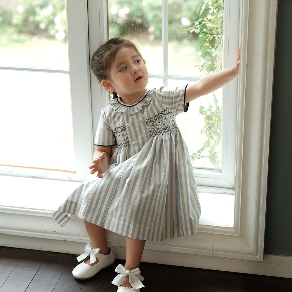 Robe à manches courtes en coton haut de gamme pour fille