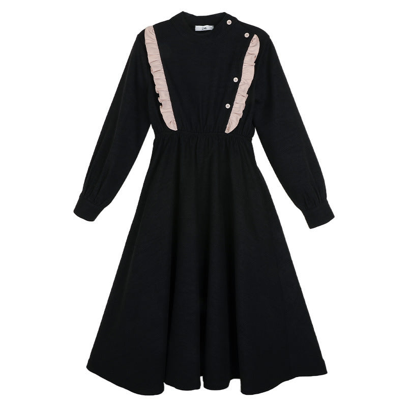 Robe fille avec col montant et taille