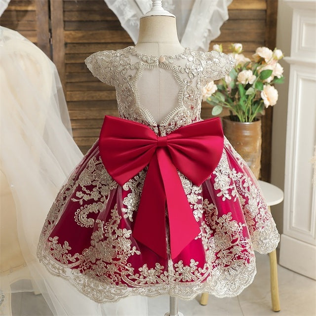 Robe d'anniversaire pour filles de 1 an, Costume de fleur de mariage en dentelle