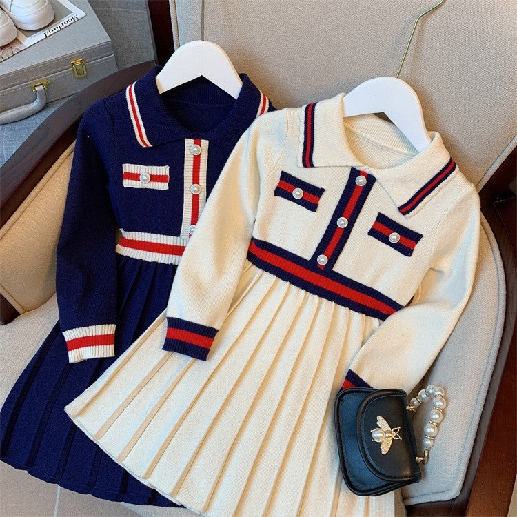 Robe tricotée Preppy d'automne pour fille