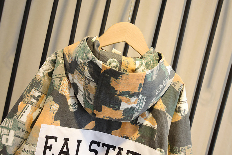 Boys' Autumn Korean Casual Hooded Camouflage Jacket