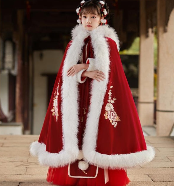 Costume Han épais pour filles, robe d'automne et d'hiver du nouvel an ancien