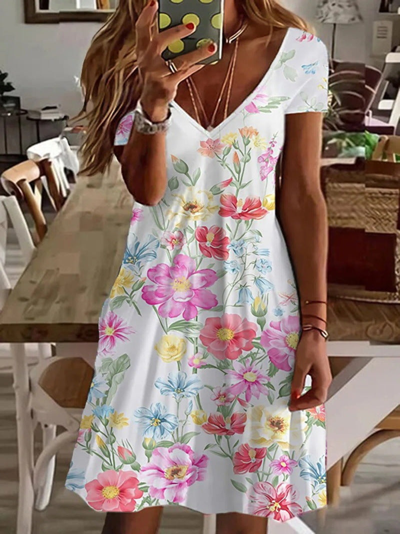 Robe féminine à imprimé floral et col