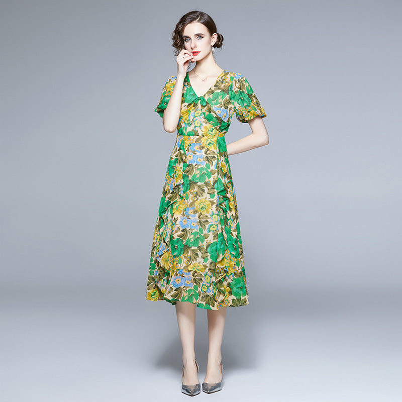 Women's Retro Chiffon Floral Dress