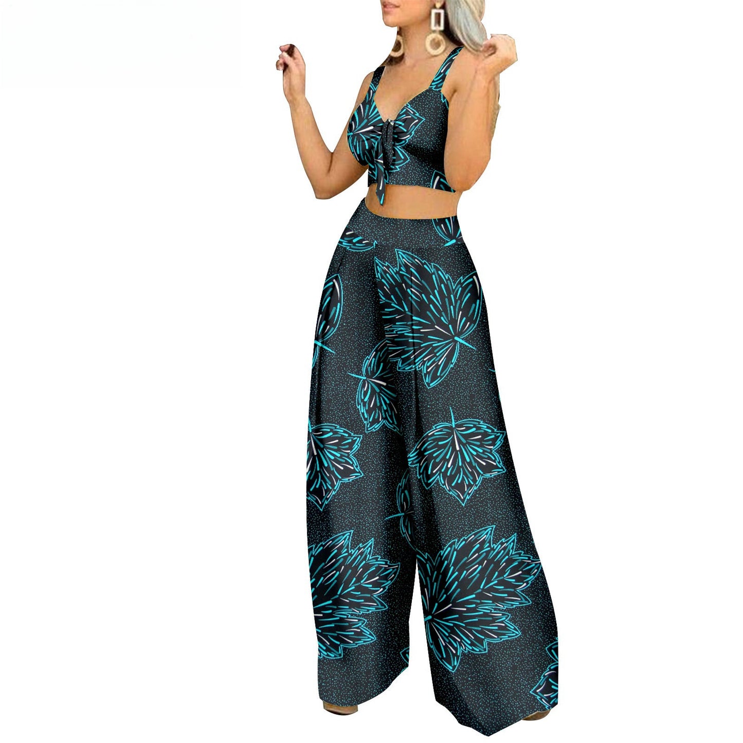 African Ethnic Print Batik Cotton Plus Size Fashion Casual Two-piece Suit