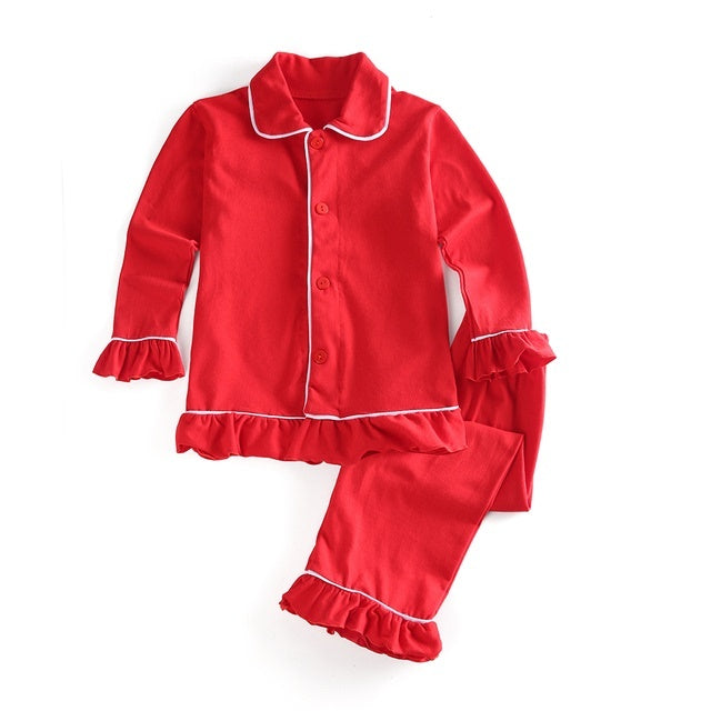 Vêtements classiques de noël pour enfants, coton doux, couleur unie, mignon rouge