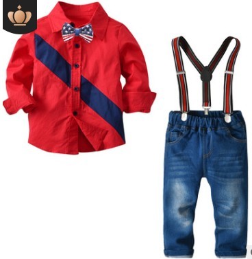 Ensemble de vêtements d'automne pour garçons, hauts et pantalons en jean, ensemble pour enfants