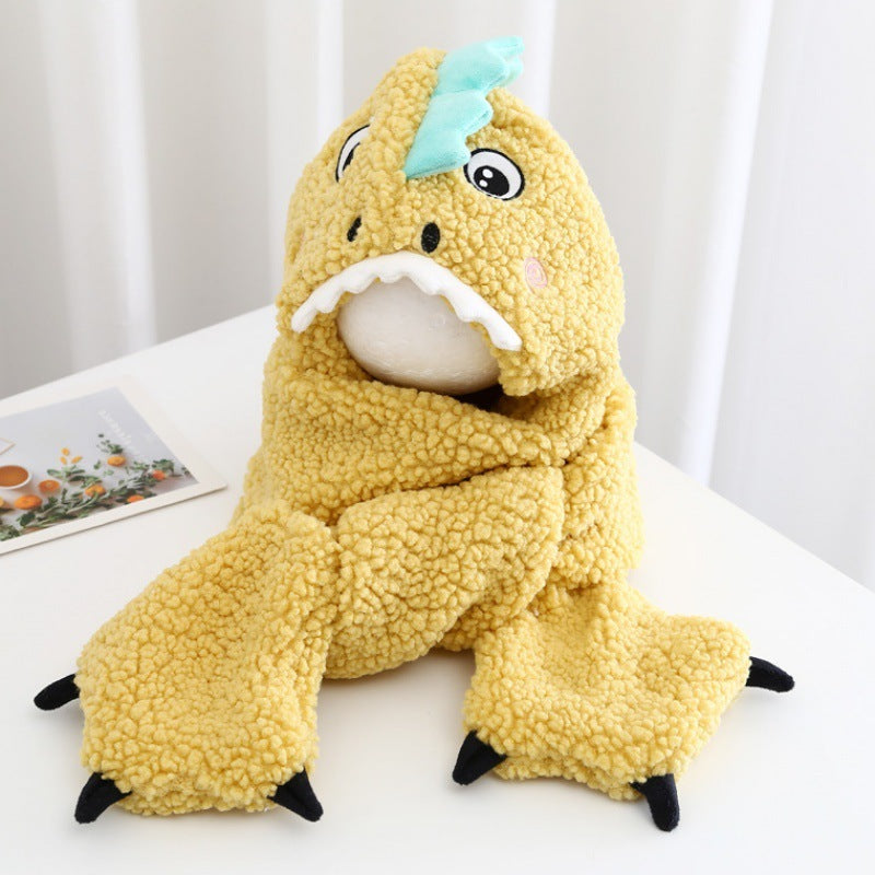 Chapeau de dinosaure chaud et mignon en peluche d'hiver pour enfants