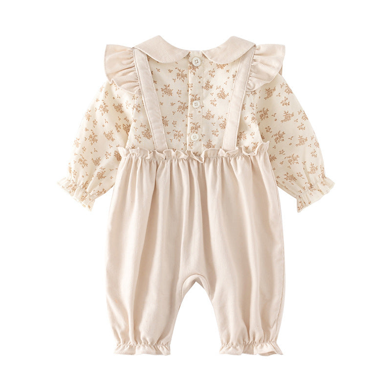 Vêtements de printemps et d'automne pour bébé, barboteuse mignonne pour dame, combinaison pour bébé de cent jours, fausse barboteuse deux pièces