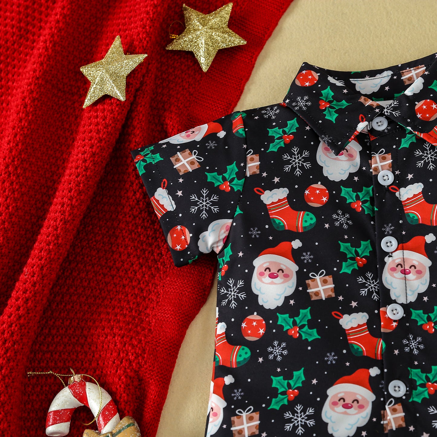 Chemise imprimée à manches courtes pour garçons, vêtements de noël pour enfants