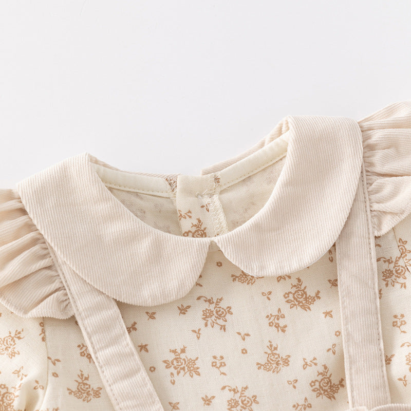 Vêtements de printemps et d'automne pour bébé, barboteuse mignonne pour dame, combinaison pour bébé de cent jours, fausse barboteuse deux pièces