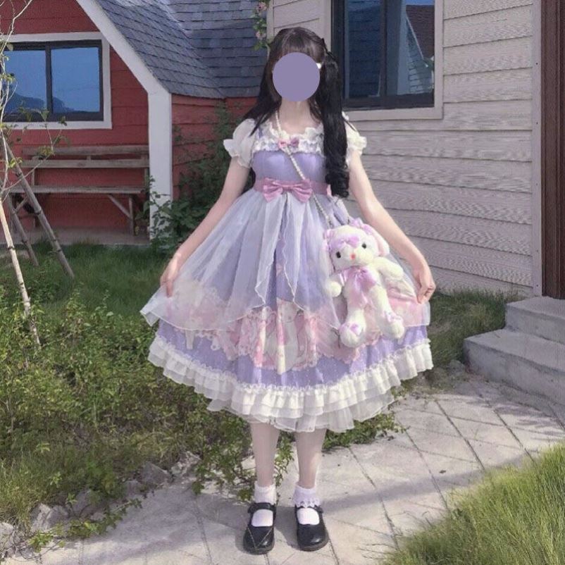 Jupe Lolita étudiante douce et mignonne pour fille, petite robe à bretelles Lolita Jsk