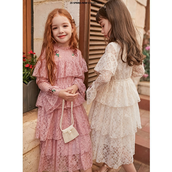 Children's Pure Color Simple Cake Dress