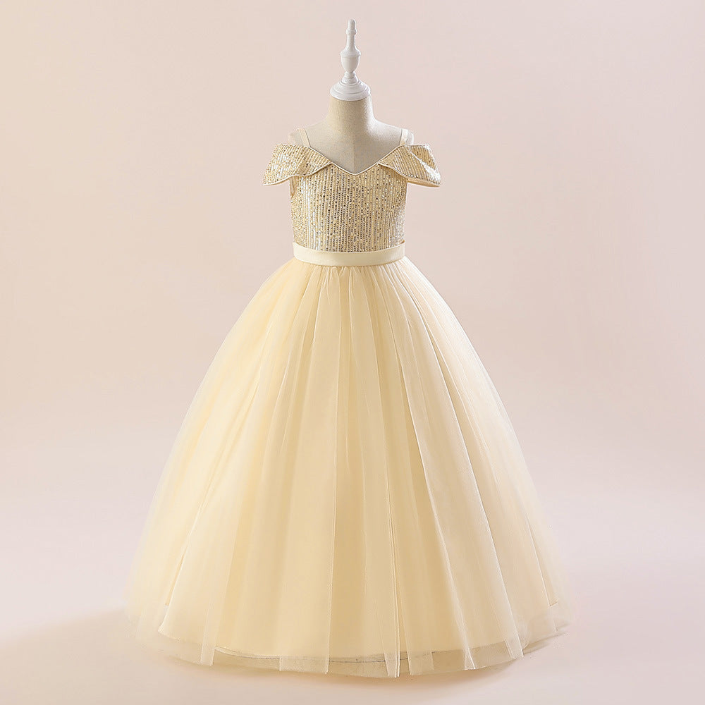 Children Straps Sequined Puffy Princess Tulle Skirt