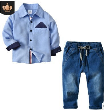 Conjunto de ropa para niño de otoño, conjunto de tops y pantalones vaqueros, conjunto para niños