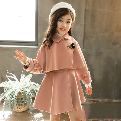 Two-piece Woolen Dress For Little Girls