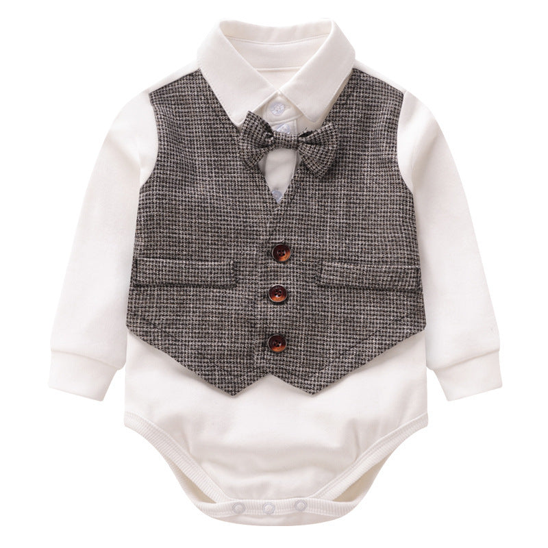 Baby gentleman's dress bow tie romper dress