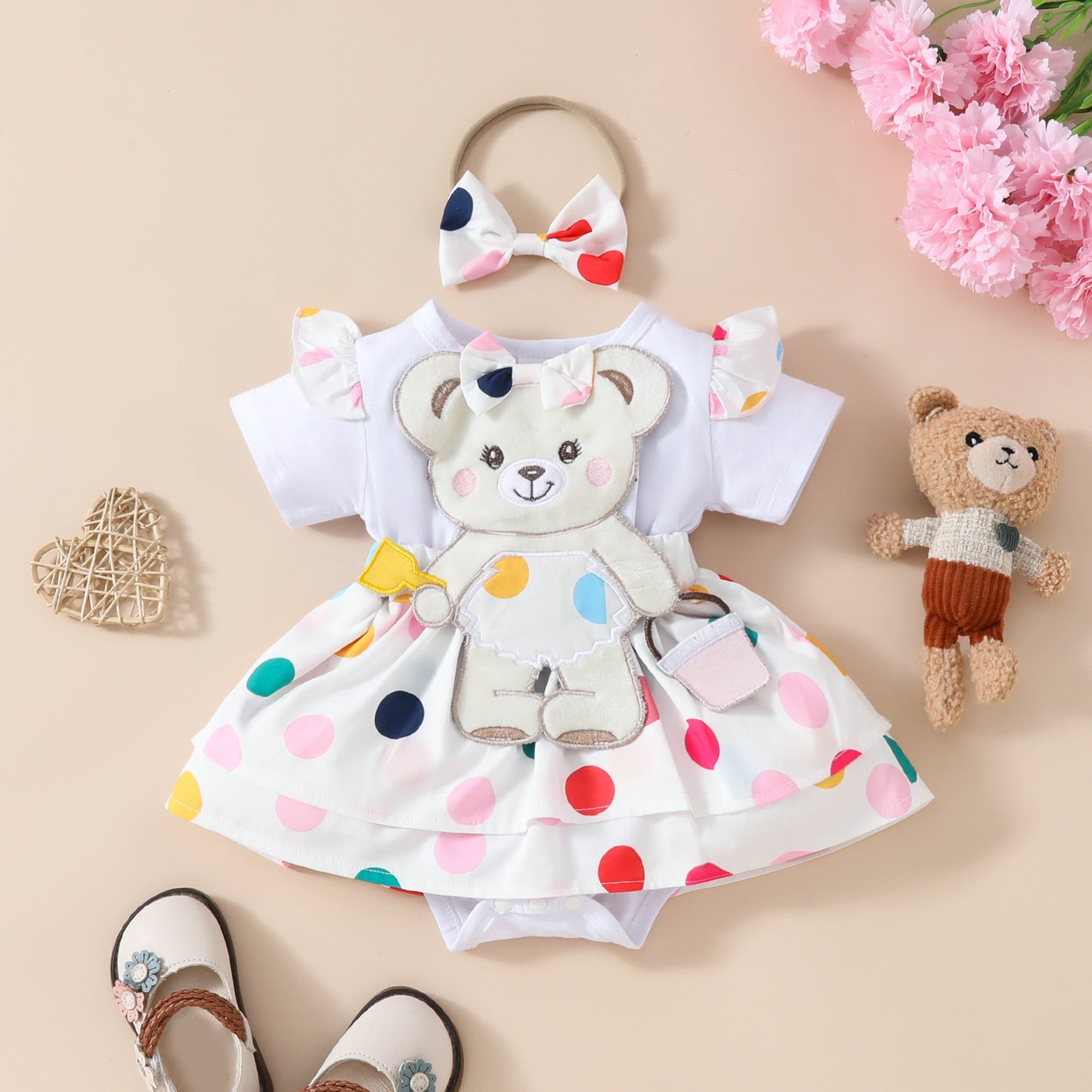 Robe double épaisseur à manches courtes pour fille Cute Frog