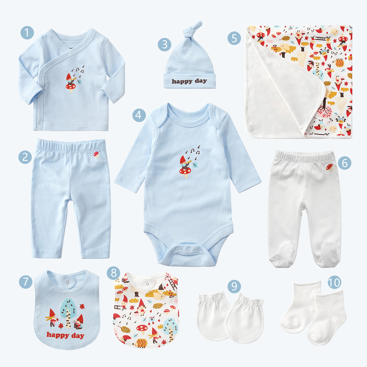 Ensemble de dix pièces de fournitures pour mères et enfants, cadeaux pour bébé pleine lune