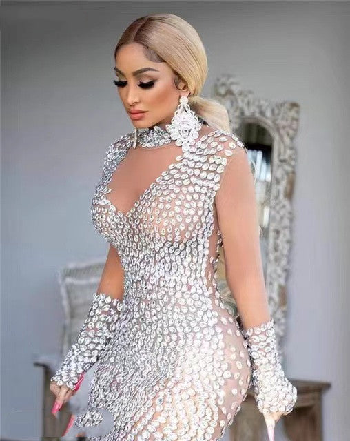 Robe de soirée cocktail sexy à paillettes de style européen et américain