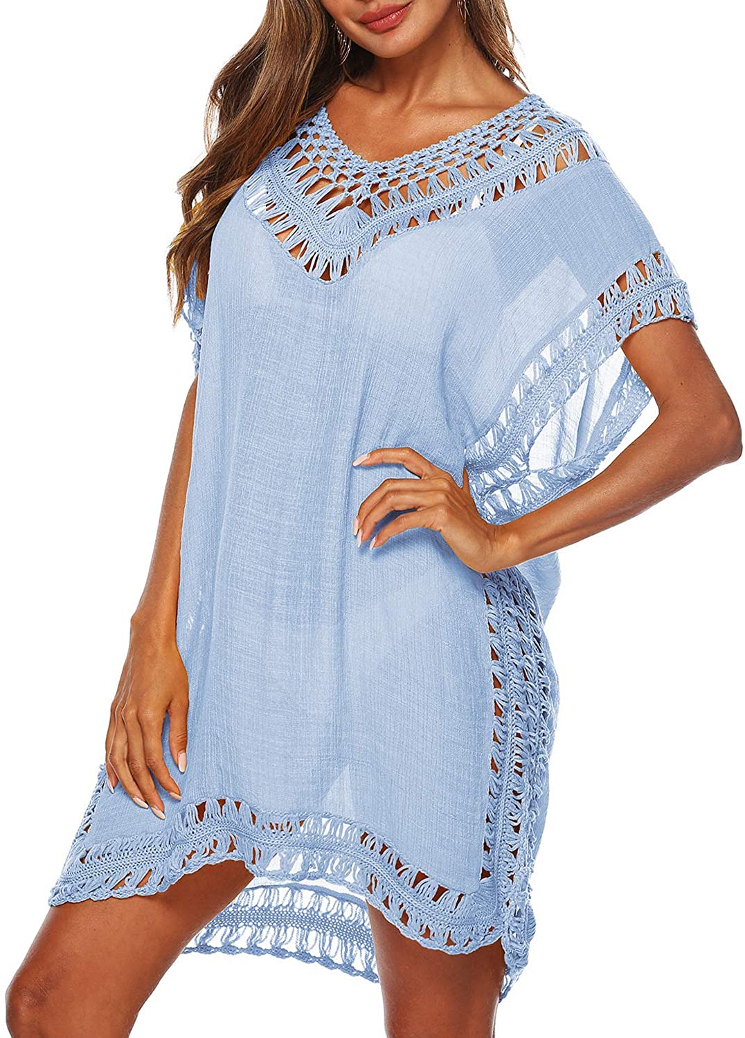 Women swimsuit blouse beach dress crochet bikini dress