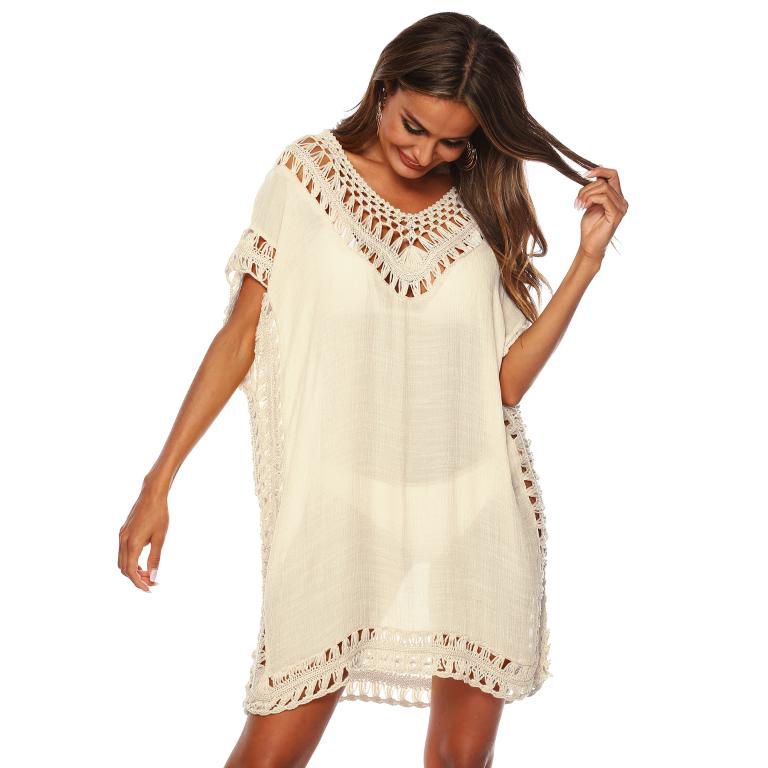 Women swimsuit blouse beach dress crochet bikini dress