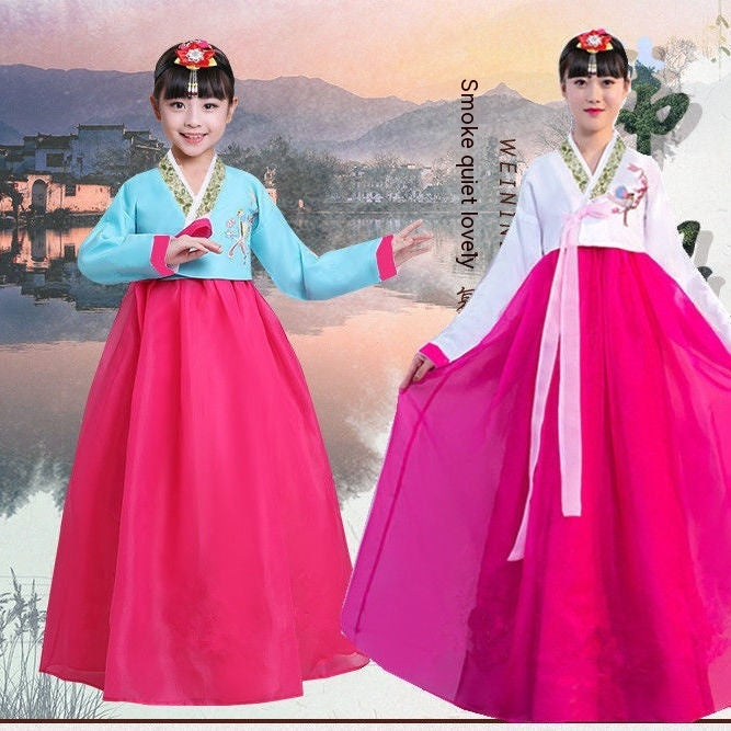 Ropa Fotografía Coreana Actuación de minorías para niños Traje de baile para niñas Hanbok