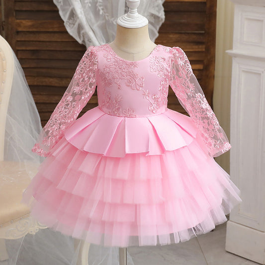 Robe d'anniversaire pour filles de 1 an, Costume de fleur de mariage en dentelle