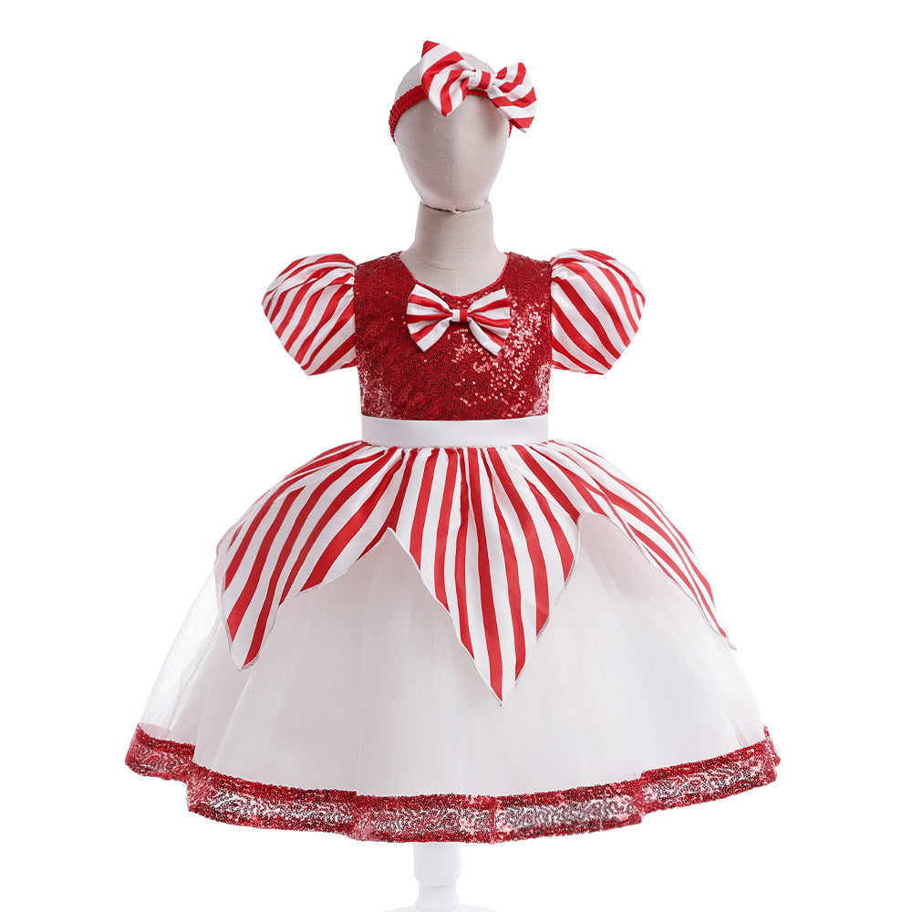 Robe de princesse à nœud pailleté simple pour filles