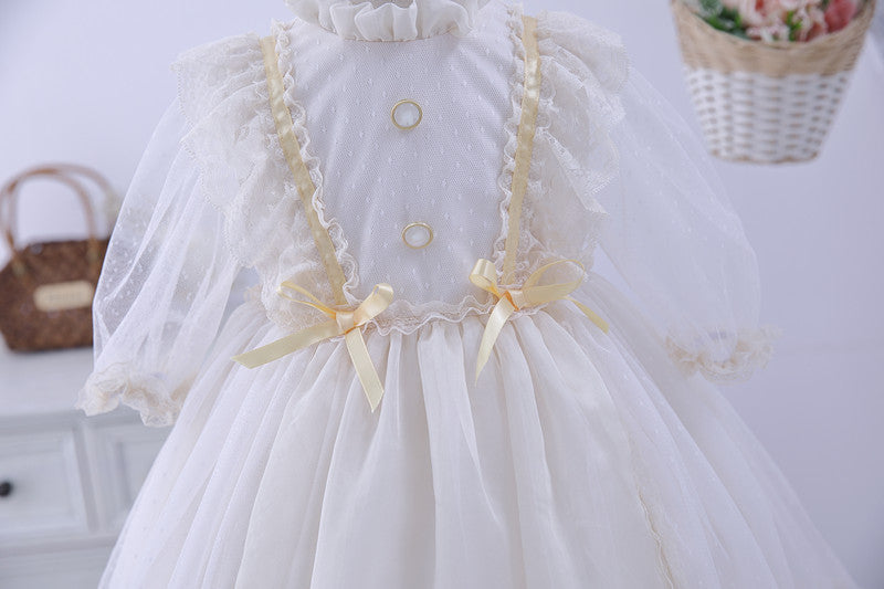 Robe de princesse bouffante en dentelle pour filles, jupe en gaze de Style occidental