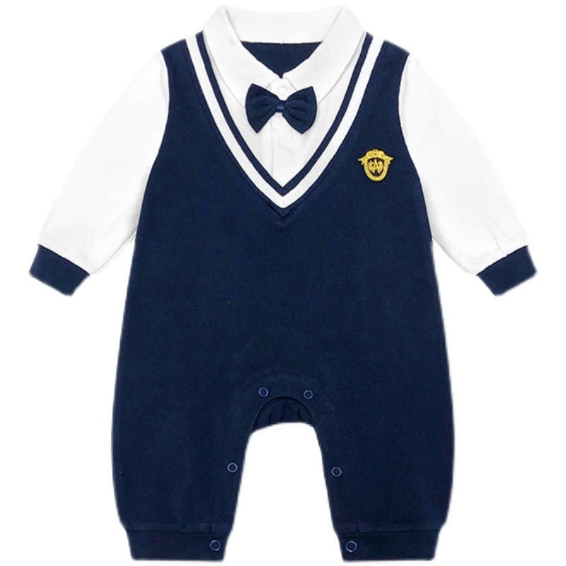 College Style Gentleman Baby Jumpsuit