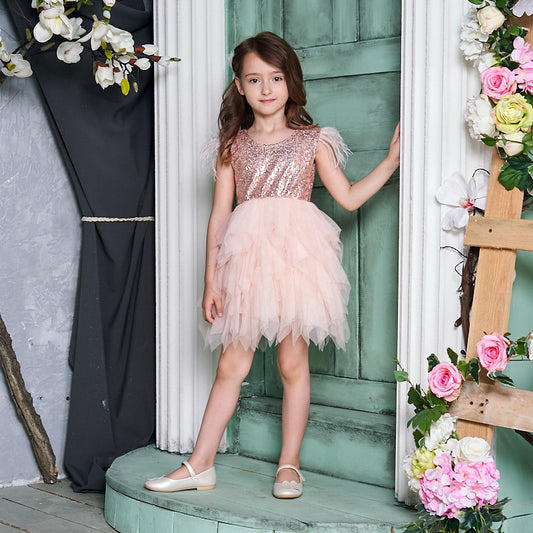 Vestido de niña con lentejuelas Fiesta de cumpleaños infantil